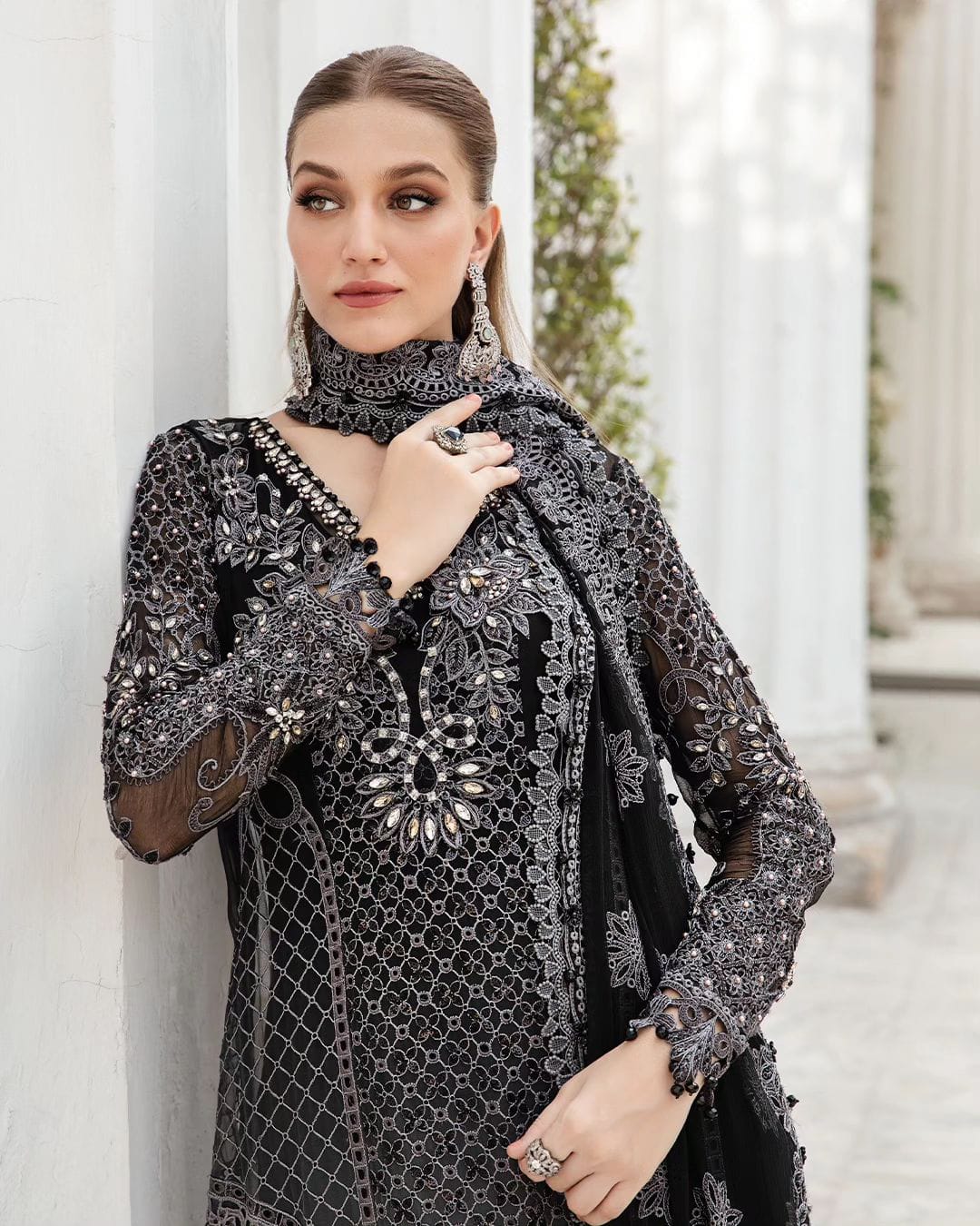 Maria.B | Unstitched Embroidered Chiffon Suit | MPC-24-101