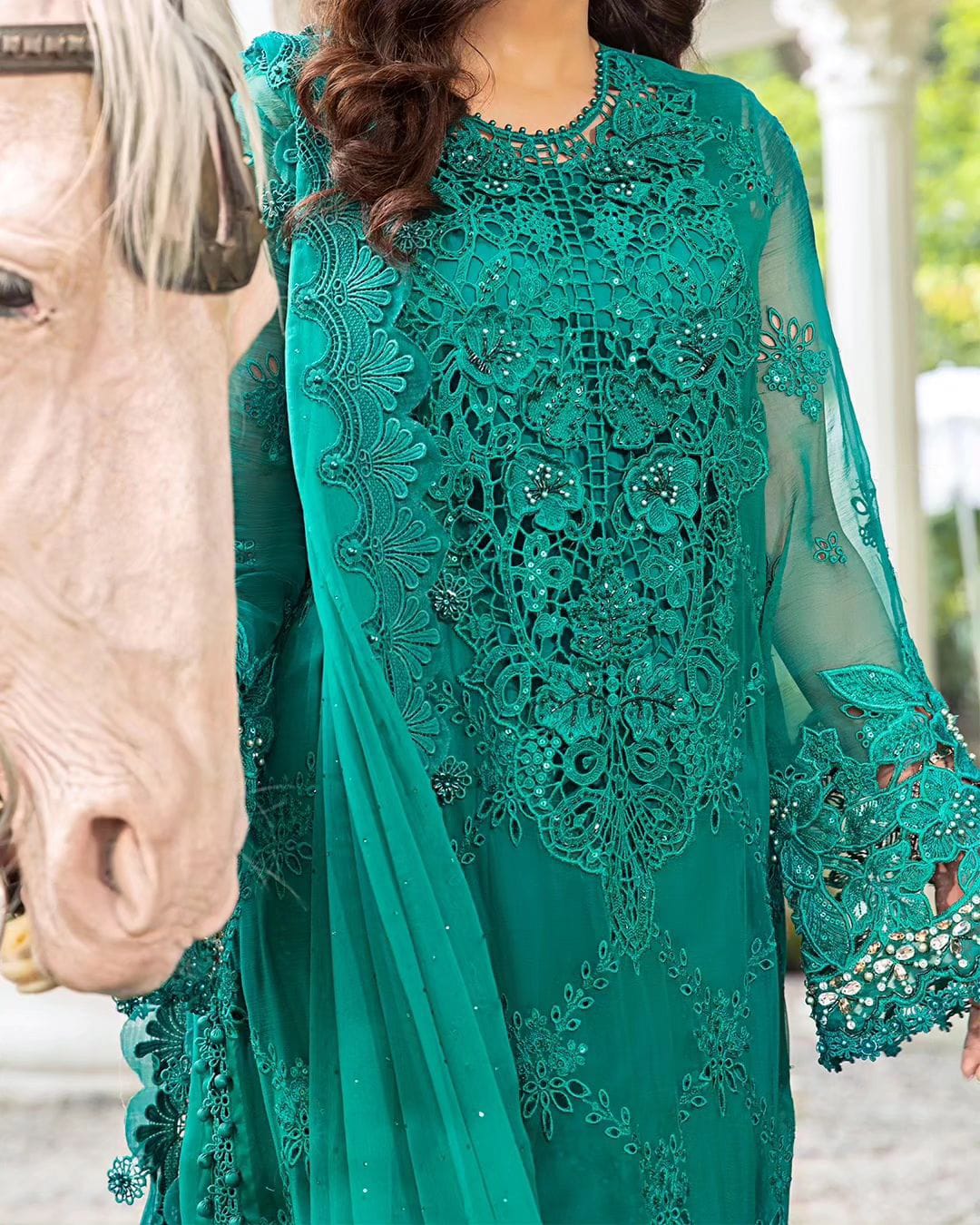 Maria.B | Unstitched Embroidered Chiffon Suit | MPC-24-105