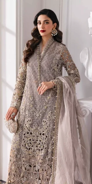 Maria.B 3 Piece Unstitched Embroidered Organza Suit | BD-3006