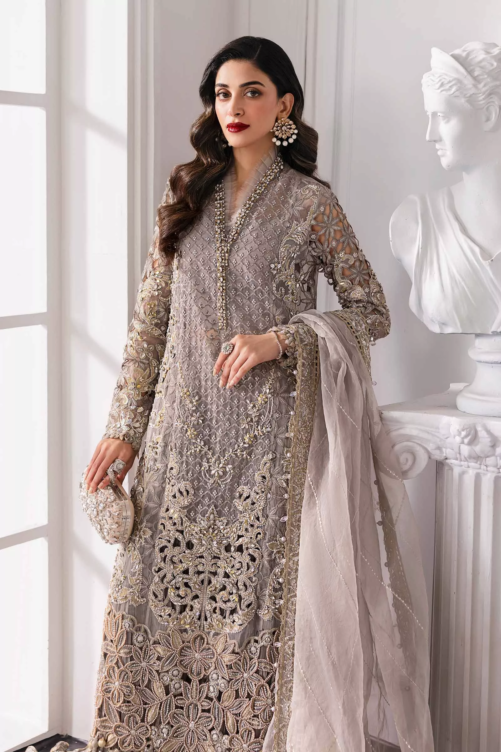 Maria.B 3 Piece Unstitched Embroidered Organza Suit | BD-3006