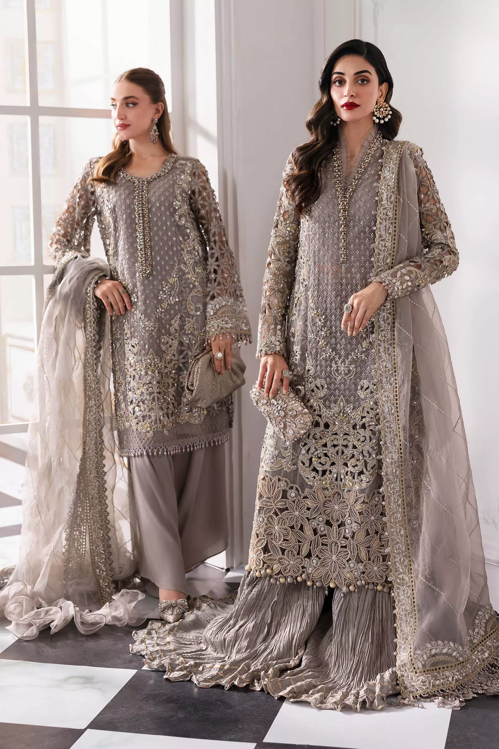 Maria.B 3 Piece Unstitched Embroidered Organza Suit | BD-3006 - Image 2