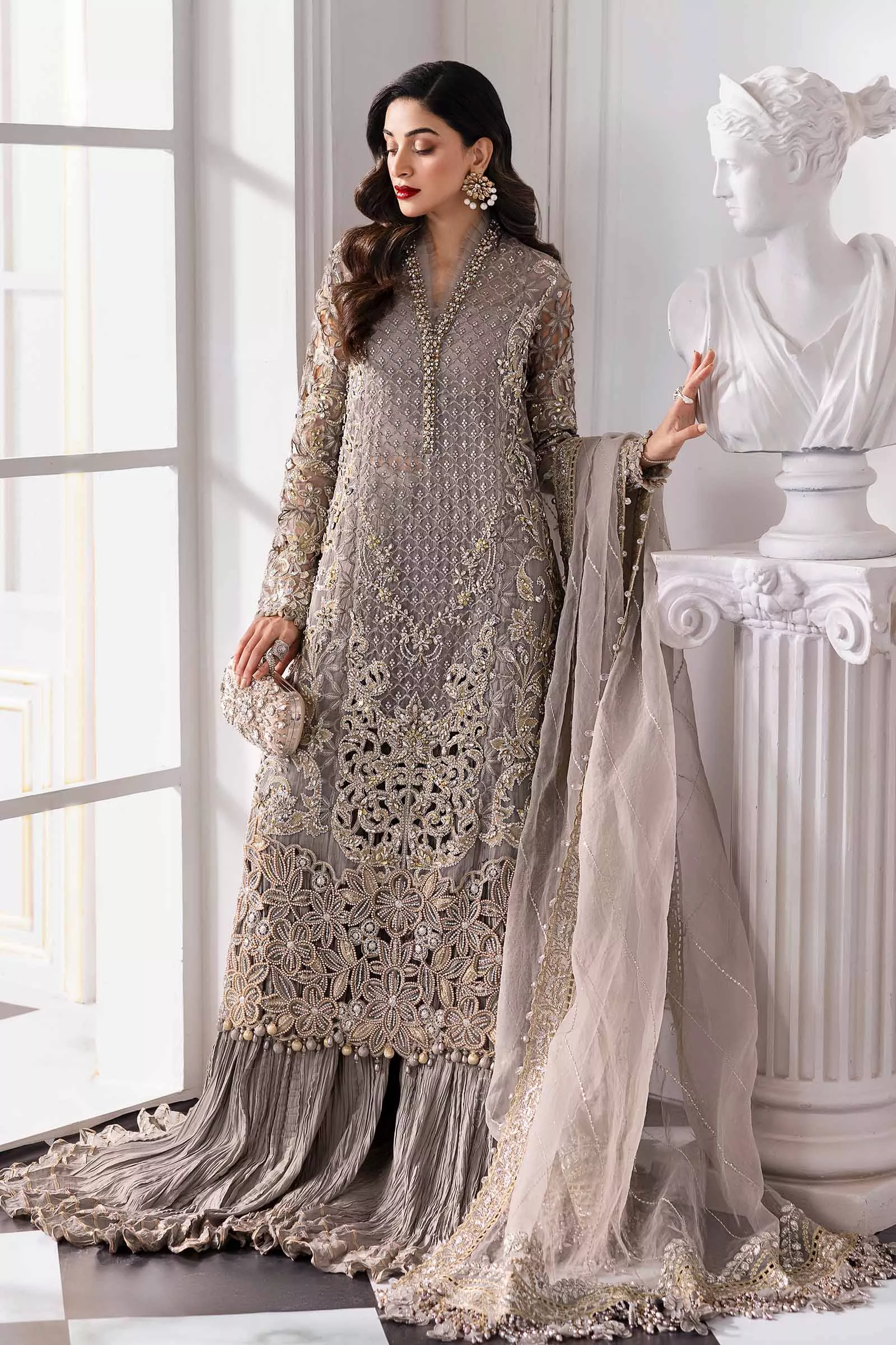 Maria.B 3 Piece Unstitched Embroidered Organza Suit | BD-3006 - Image 7