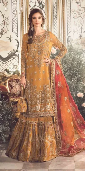 Maria.B Unstitched Mbroidered | Mustard BD-2707