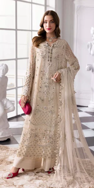 Maria.B 3 Piece Unstitched Embroidered Chiffon Suit | BD-3007